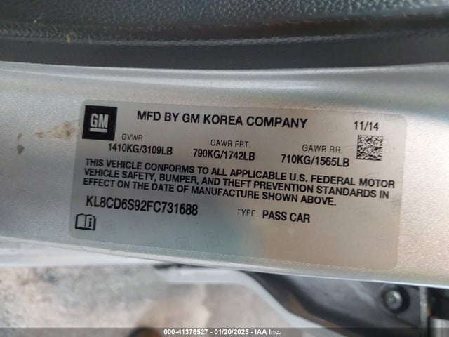 Chevrolet Spark 1lt Cvt 2015 KL8CD6S92FC731688 Image 9