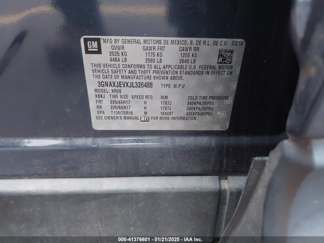 Chevrolet EQUINOX LT 2018 3GNAXJEVXJL326488 Image 9