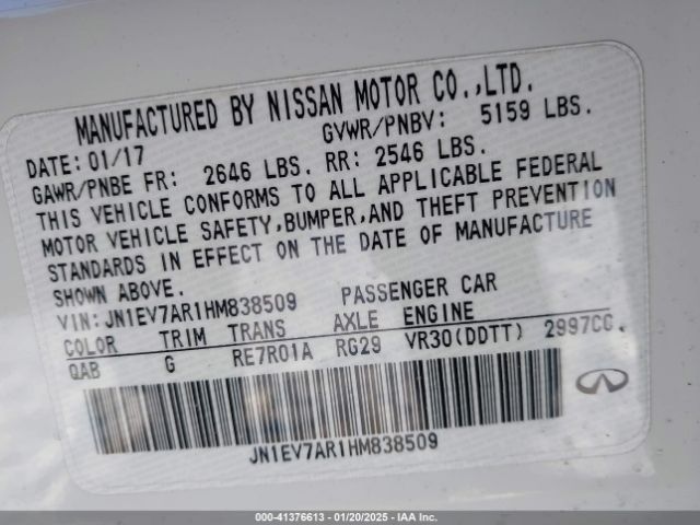 JN1EV7AR1HM838509 Infiniti Q50 3.0t Premium