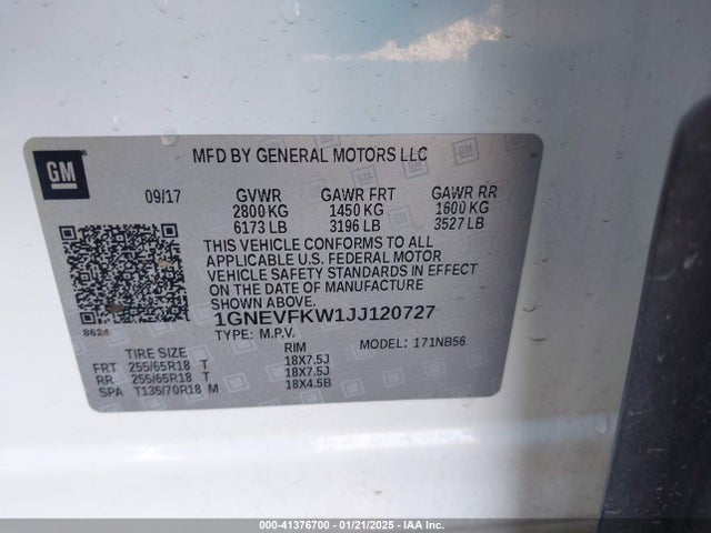 Chevrolet Traverse Ls 2018 1GNEVFKW1JJ120727 Image 9