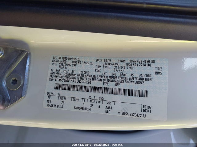1FMCU0F7XJUD00026 Ford ESCAPE S