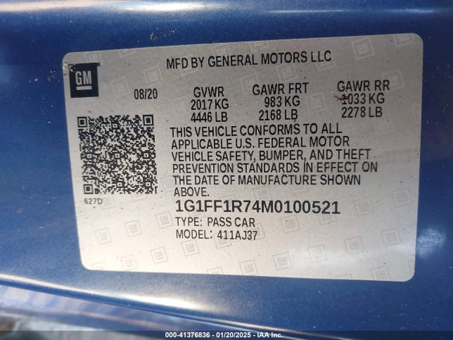 Chevrolet Camaro Rwd  Lt1 2021 1G1FF1R74M0100521 Image 9
