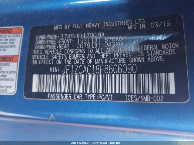 JF1ZCAC18F8606090 Subaru Brz Limited