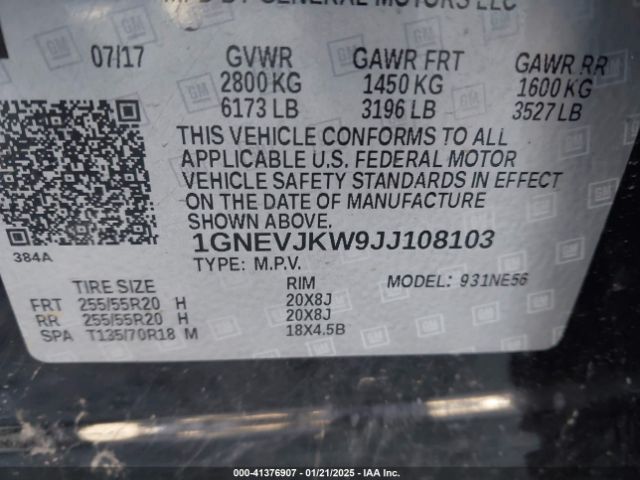 1GNEVJKW9JJ108103 Chevrolet Traverse Premier