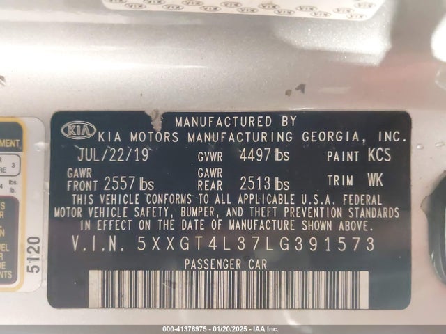 5XXGT4L37LG391573 KIA Optima Lx