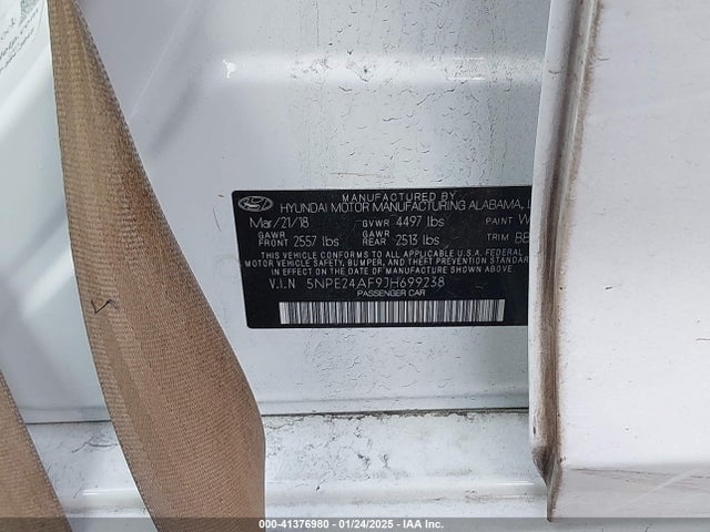 5NPE24AF9JH699238 Hyundai SONATA SE