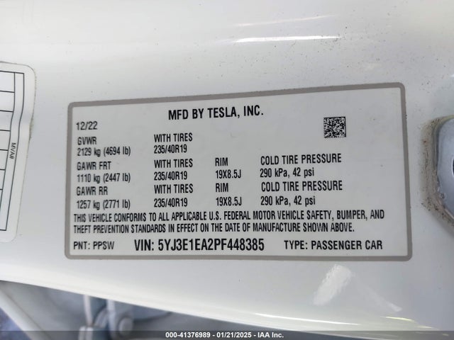 2023 TESLA MODEL 3 5YJ3E1EA2PF448385 Photo 8