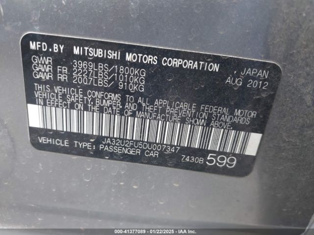 2013 MITSUBISHI LANCER JA32U2FU5DU007347 Photo 8
