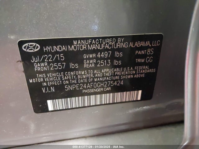 Hyundai SONATA SE 2016 5NPE24AF0GH275424 Image 9