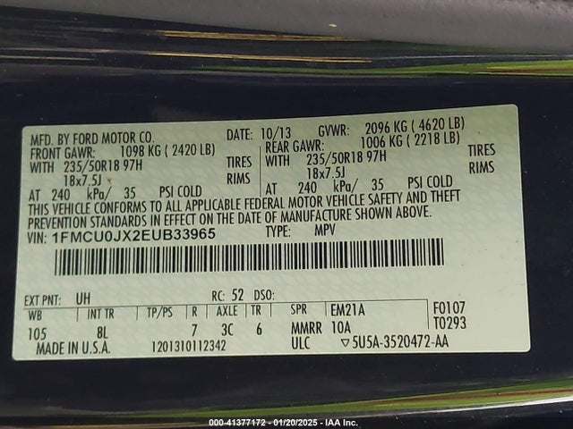 Ford Escape Titanium 2014 1FMCU0JX2EUB33965 Image 9