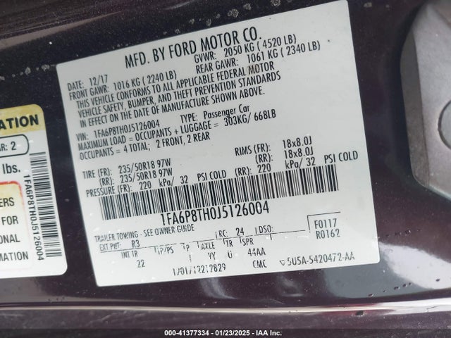 Ford Mustang Ecoboost 2018 1FA6P8TH0J5126004 Image 9