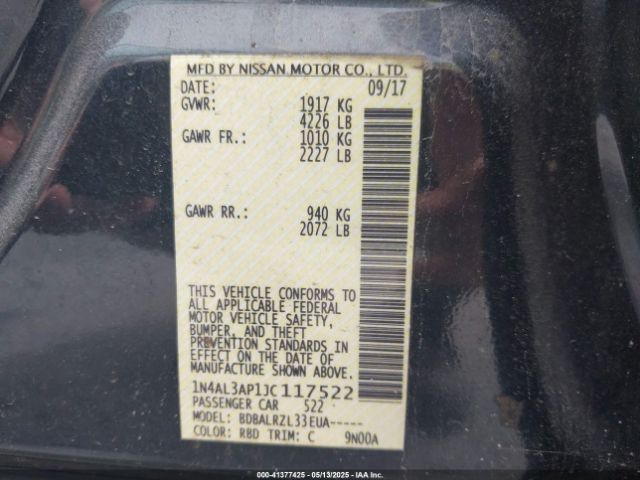 1N4AL3AP1JC117522 Nissan Altima 2.5 Sl