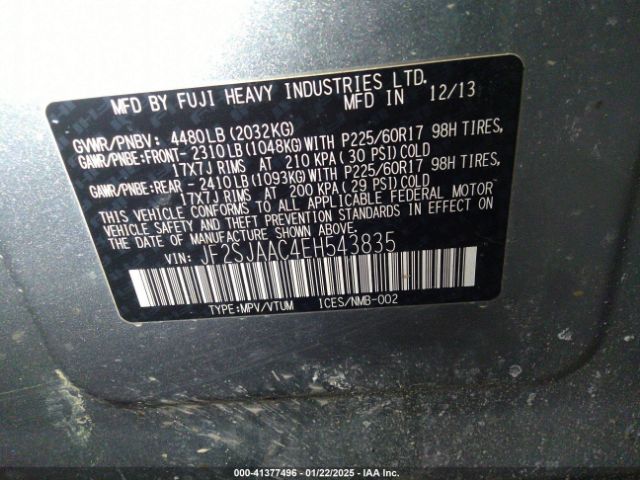 JF2SJAAC4EH543835 Subaru Forester 2.5i