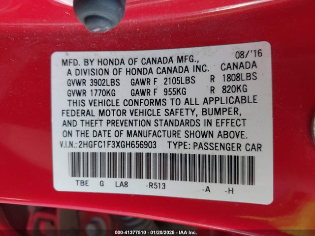 Honda Civic Ex-t 2016 2HGFC1F3XGH656903 Image 9