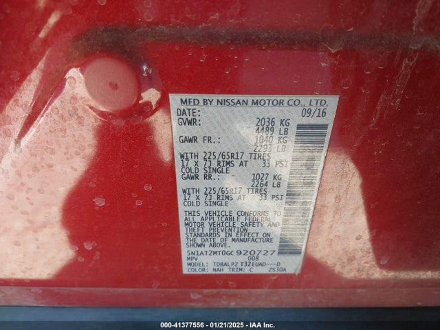 Nissan ROGUE S 2016 5N1AT2MT0GC920727 Image 9