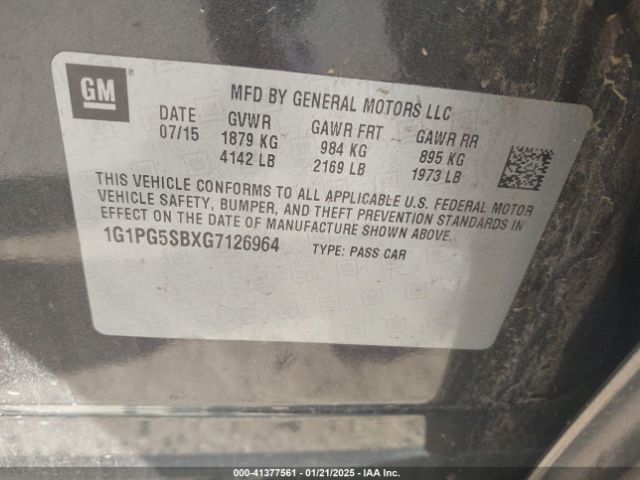 1G1PG5SBXG7126964 Chevrolet Cruze Limited Ltz Auto