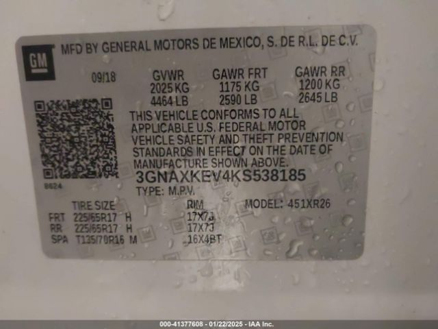 3GNAXKEV4KS538185 Chevrolet EQUINOX LT