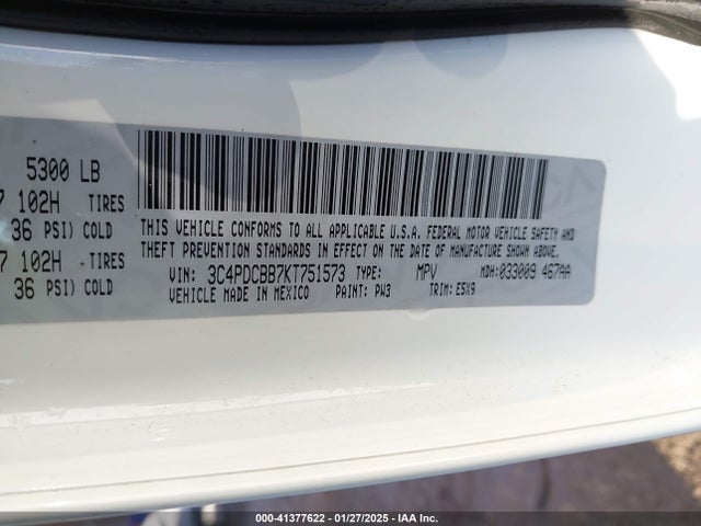 Dodge JOURNEY SE 2019 3C4PDCBB7KT751573 Image 9