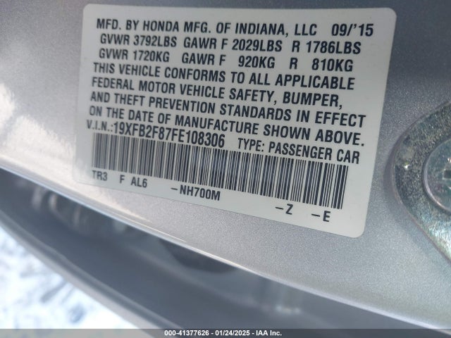 Honda CIVIC EX 2015 19XFB2F87FE108306 Image 9