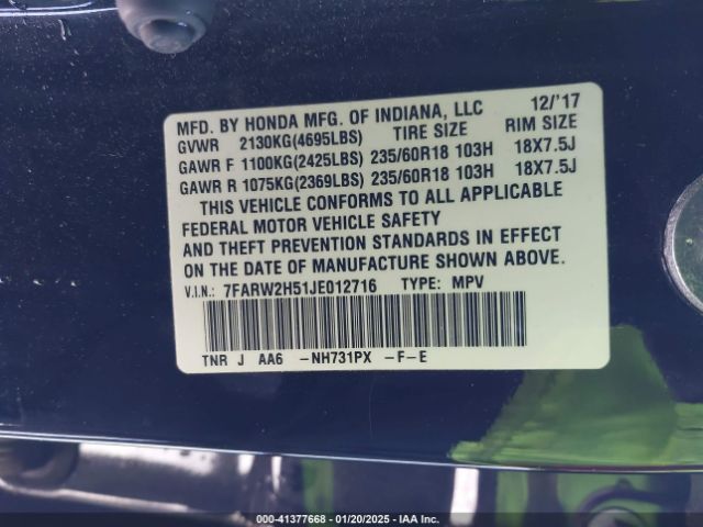 7FARW2H51JE012716 Honda CR-V EX