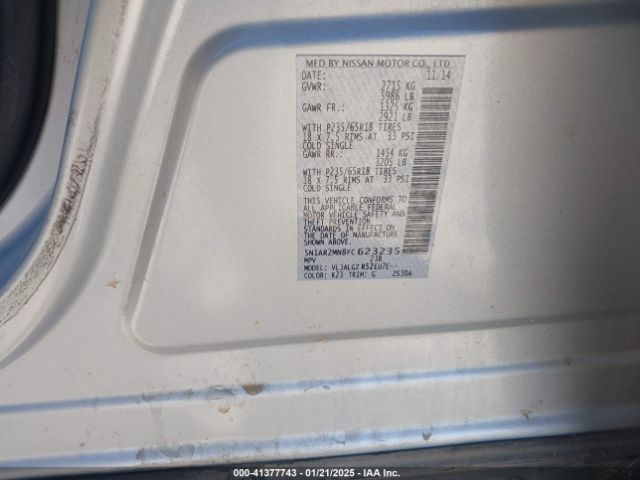 5N1AR2MN8FC623235 Nissan Pathfinder Sl