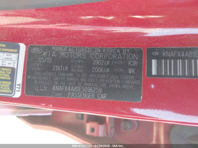 KNAFX4A81E5096259 KIA FORTE EX