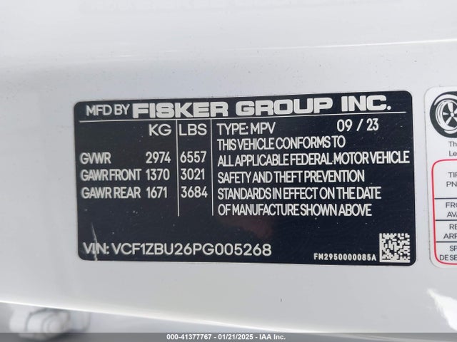 Fisker Ocean One 2023 VCF1ZBU26PG005268 Image 9