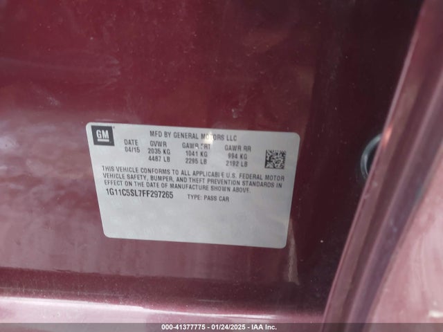 Chevrolet MALIBU 1LT 2015 1G11C5SL7FF297265 Image 9