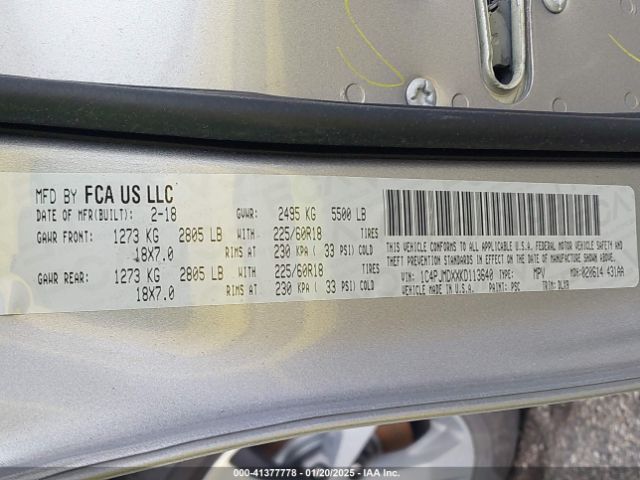 1C4PJMDXXKD113640 Jeep Cherokee Limited 4x4