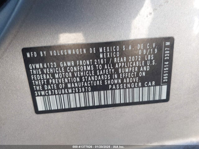 3VWCB7BU8KM253970 Volkswagen Jetta 1.4t R-line/1.4t S/1.4t Se