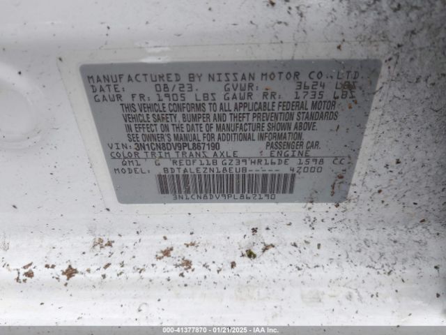 3N1CN8DV9PL867190 Nissan Versa 1.6 S Xtronic Cvt