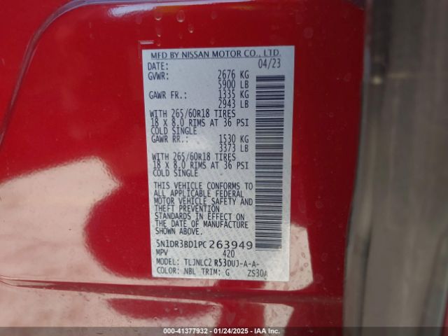 5N1DR3BD1PC263949 Nissan Pathfinder Rock Creek 4wd