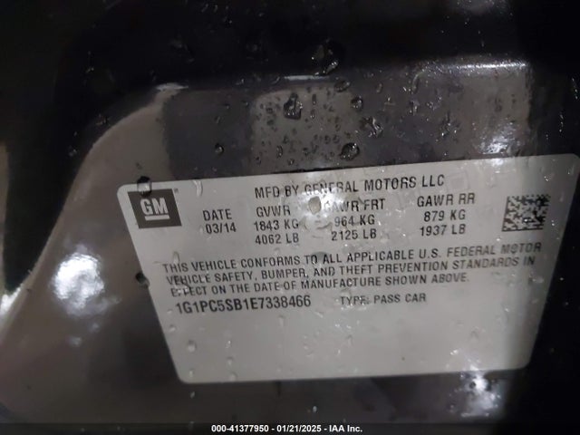 1G1PC5SB1E7338466 Chevrolet Cruze 1lt Auto