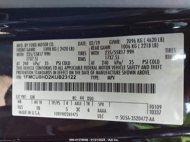 Ford ESCAPE SEL 2019 1FMCU0HD2KUB23122 Image 9