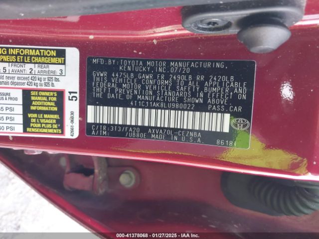 4T1C11AK8LU980022 Toyota CAMRY LE
