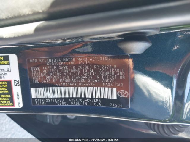 4T1M11AK4LU876244 Toyota CAMRY SE