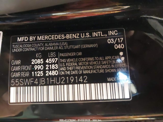 55SWF4JB1HU219142 Mercedes-Benz C 300 Luxury/sport