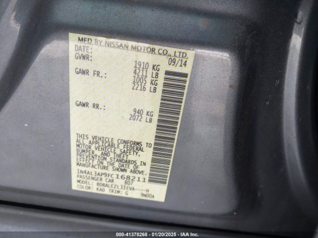 1N4AL3AP9FC168211 Nissan Altima 2.5 S