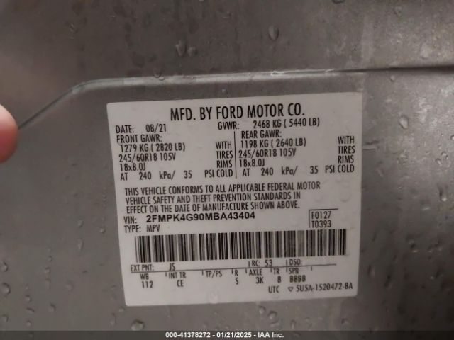 2FMPK4G90MBA43404 Ford EDGE SE