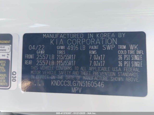 KIA Niro Ev S 2022 KNDCC3LG7N5160546 Image 9