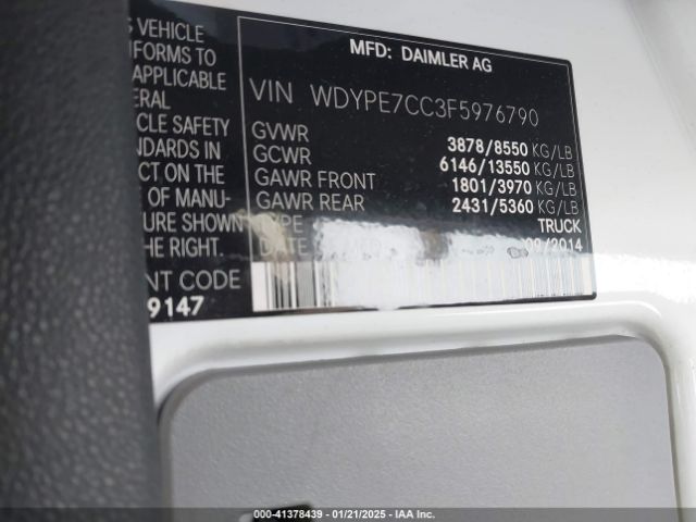 WDYPE7CC3F5976790 Freightliner Sprinter 2500 Normal Roof