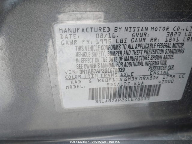 Nissan SENTRA SV 2016 3N1AB7AP2GL678039 Image 9