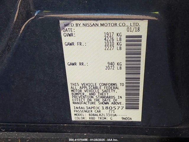 1N4AL3AP0JC180577 Nissan Altima 2.5 Sl