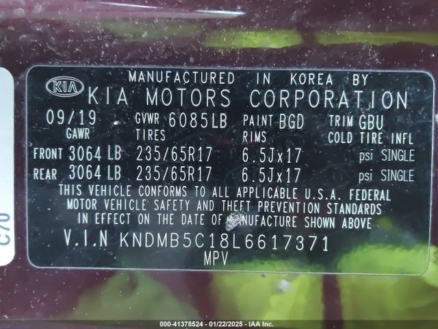 KNDMB5C18L6617371 KIA SEDONA LX