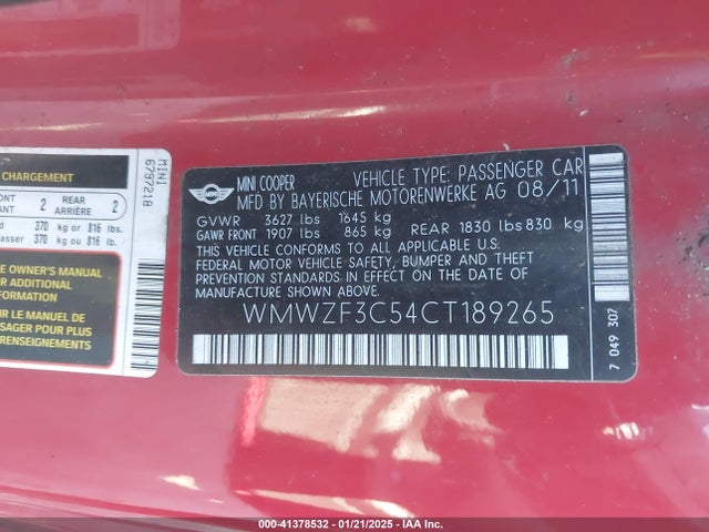 2012 MINI COOPER CLUBMAN WMWZF3C54CT189265 Photo 8