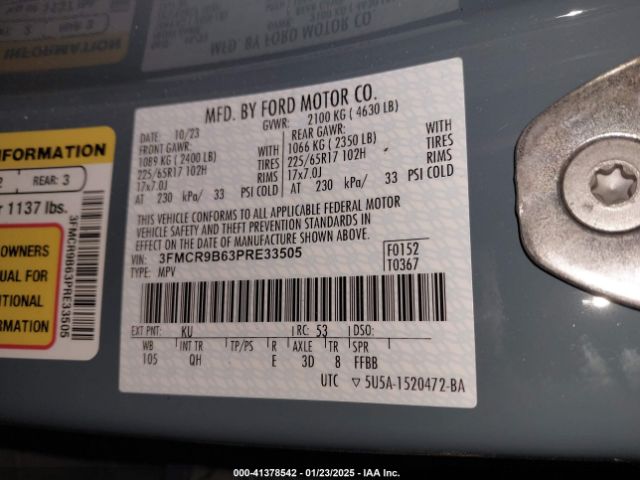 3FMCR9B63PRE33505 Ford Bronco Sport Big Bend