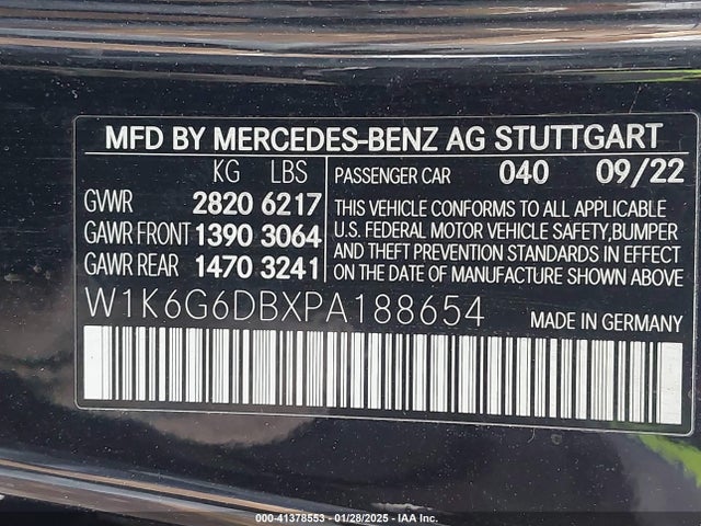W1K6G6DBXPA188654 Mercedes-Benz S 500 4matic