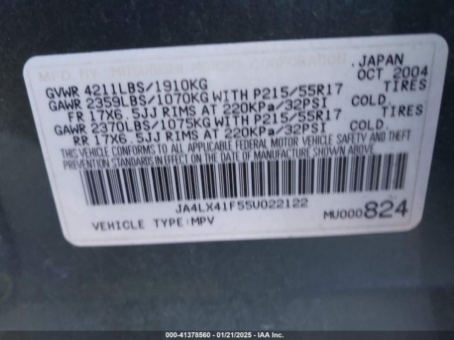2005 MITSUBISHI OUTLANDER JA4LX41F55U022122 Photo 8