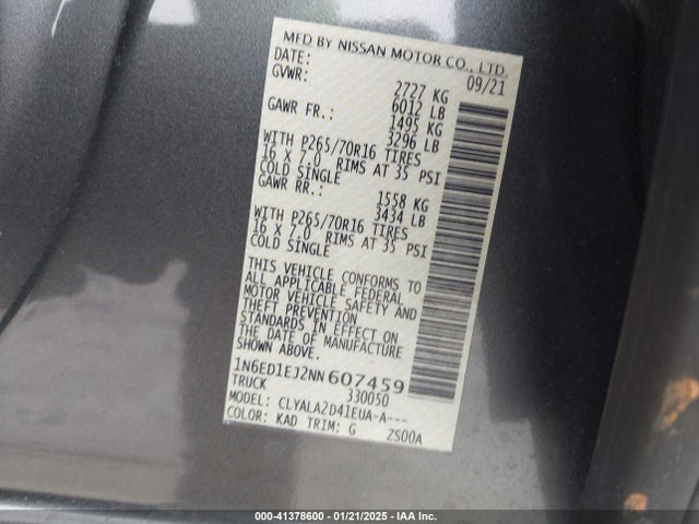 Nissan 2022 2022 1N6ED1EJ2NN607459 Image 9