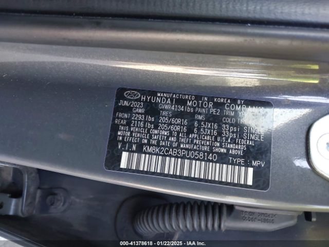 KM8K2CAB3PU058140 Hyundai Kona Se